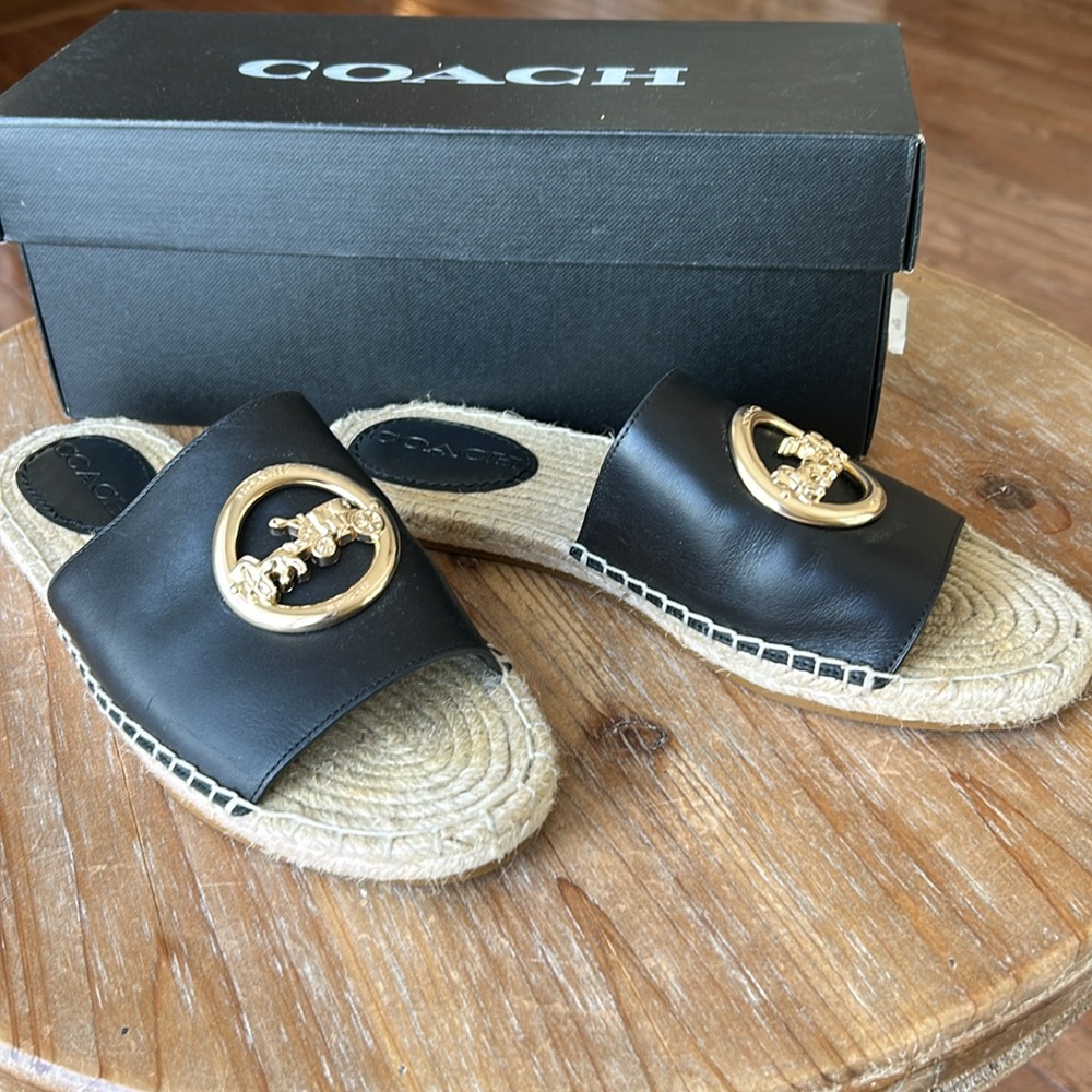 Coach Corey Black Slides with Gold Detail - Picture 5 of 17